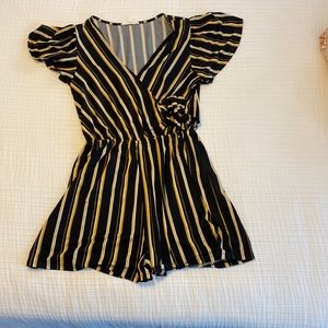 Black and gold striped romper- size small